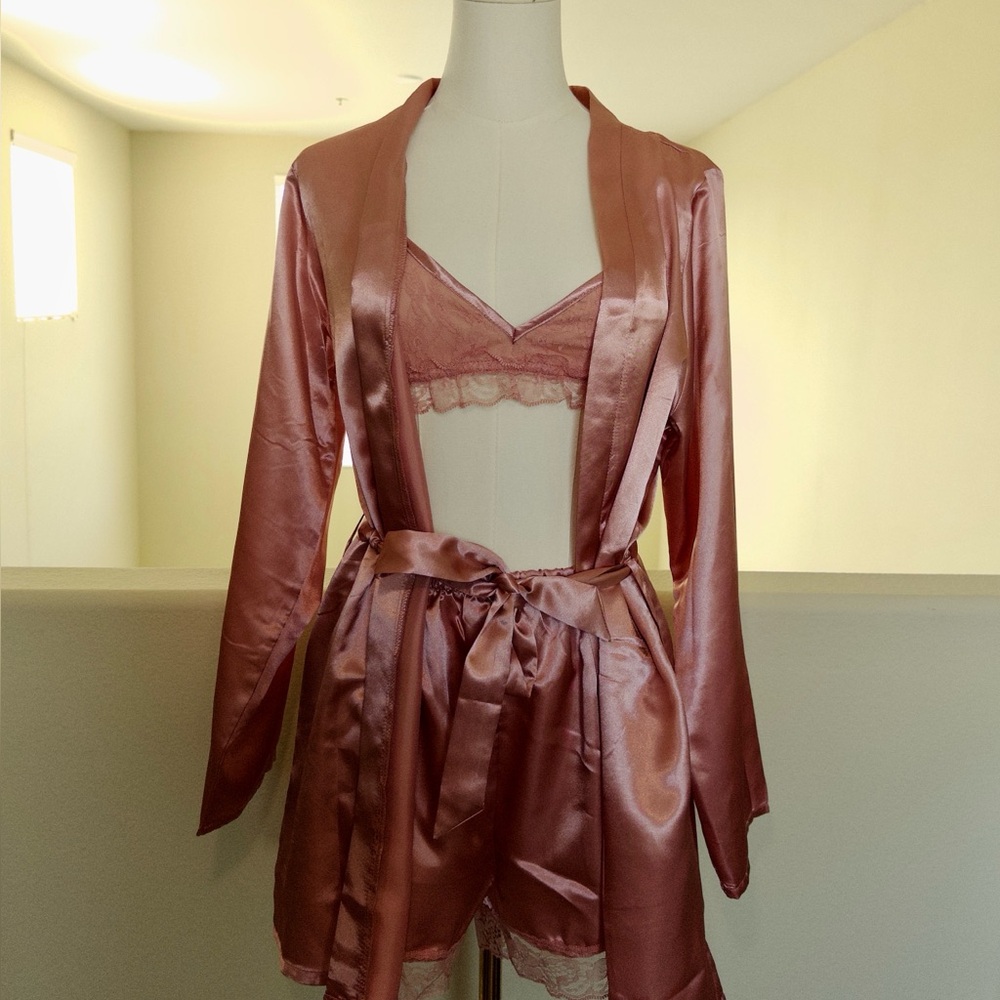 Pink Satin Pajama Set
